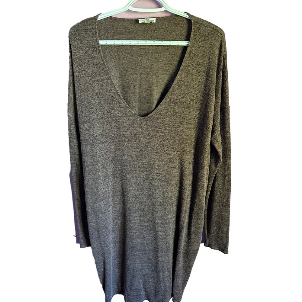 wilfred long brown v neck shirt